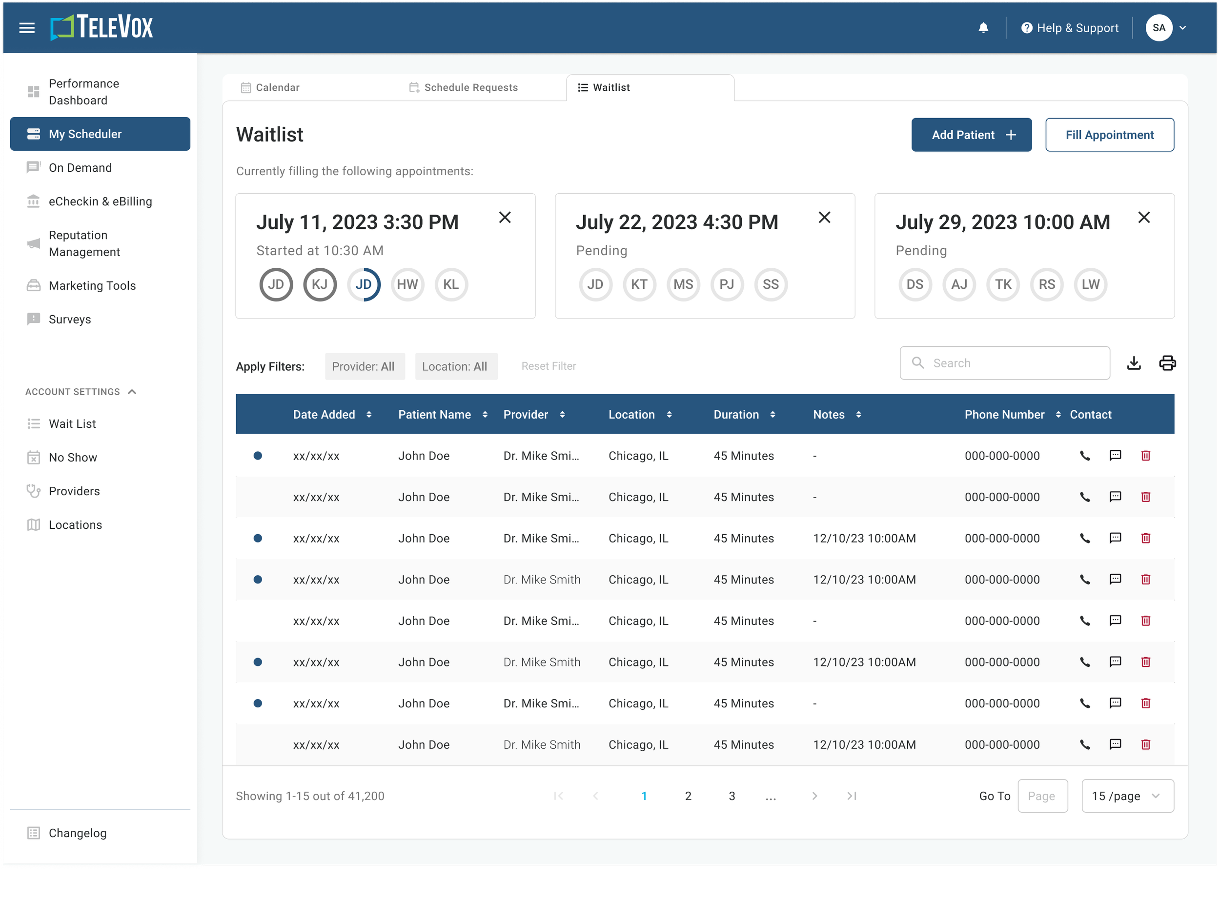 Waitlist dashboard split-screen artifact showing automated and needs-attention queues