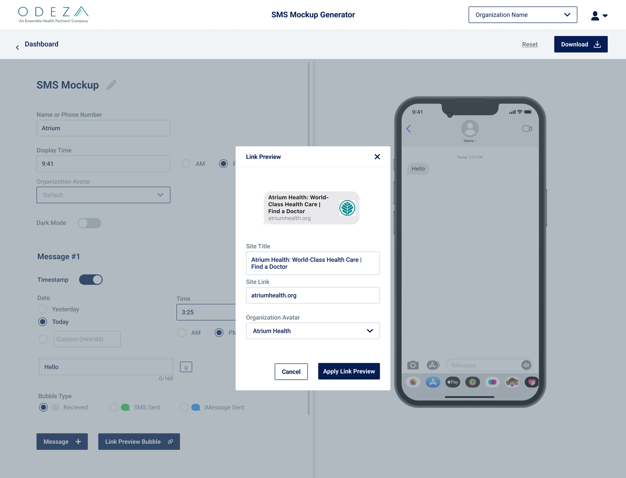 Link preview configuration modal